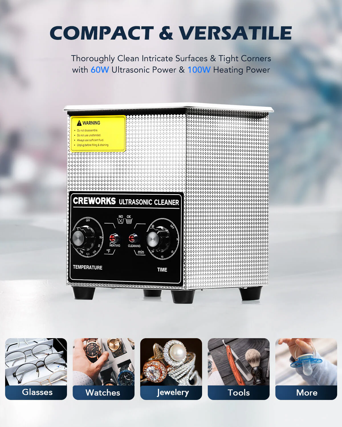 Knob Ultrasonic Cleaner with Digital Timer and Heater for Ultrasonic Cleaning 2L - Image 2