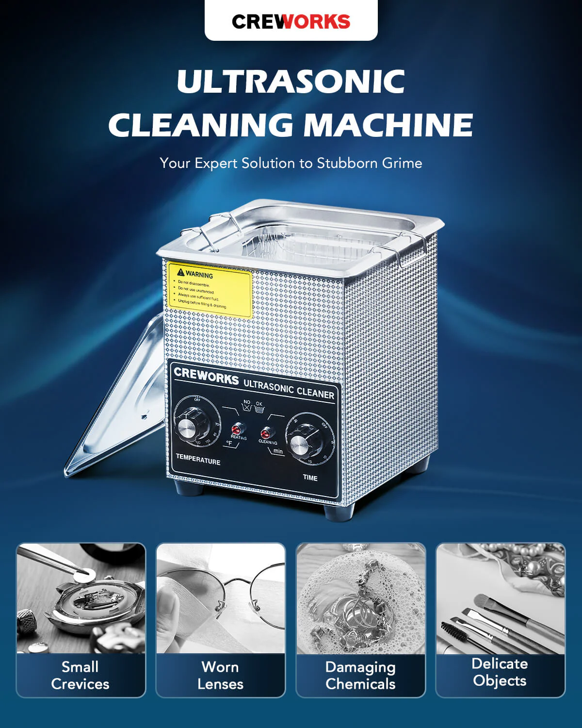 Knob Ultrasonic Cleaner with Digital Timer and Heater for Ultrasonic Cleaning 2L - Image 3
