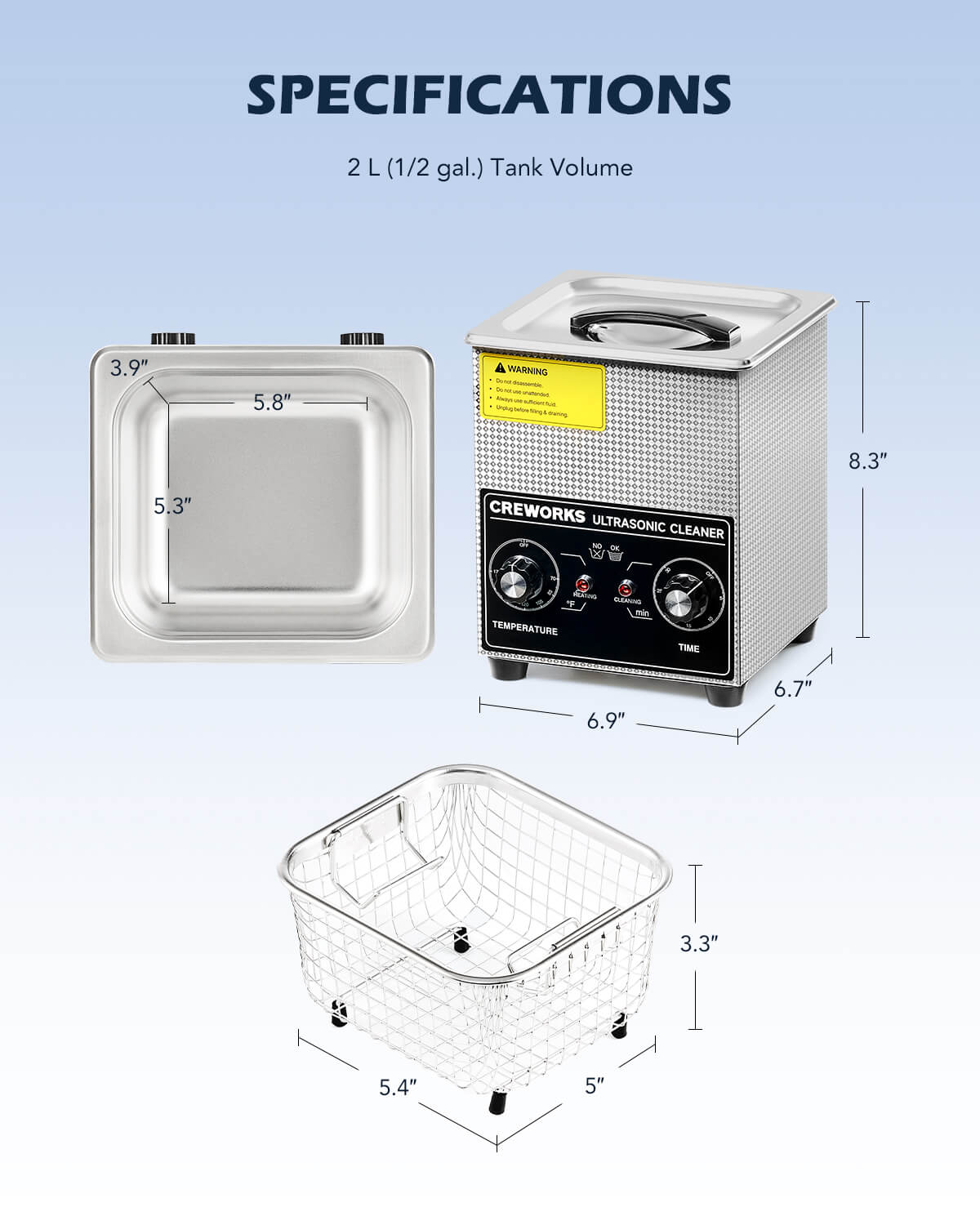 Knob Ultrasonic Cleaner with Digital Timer and Heater for Ultrasonic Cleaning 2L - Image 5