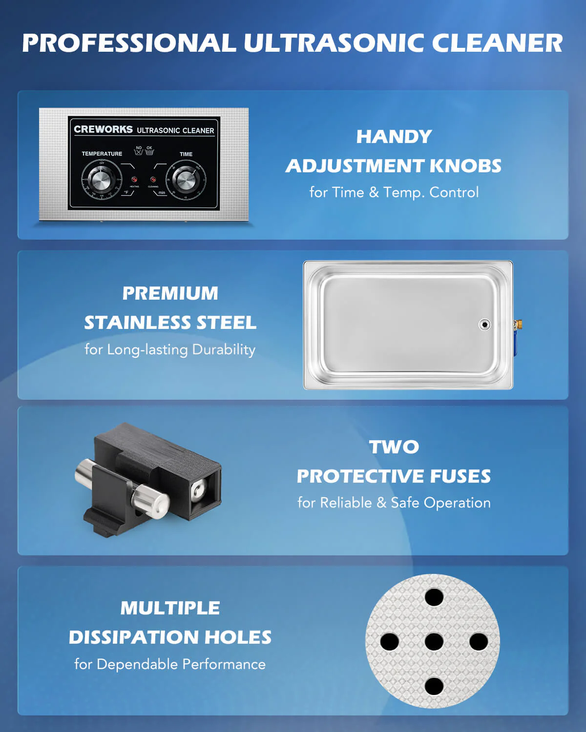 Knob Ultrasonic Cleaner with Digital Timer and Heater for Ultrasonic Cleaning 30L - Image 6