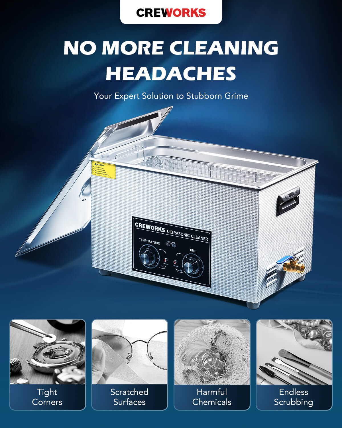 Knob Ultrasonic Cleaner with Digital Timer and Heater for Ultrasonic Cleaning 30L - Image 7