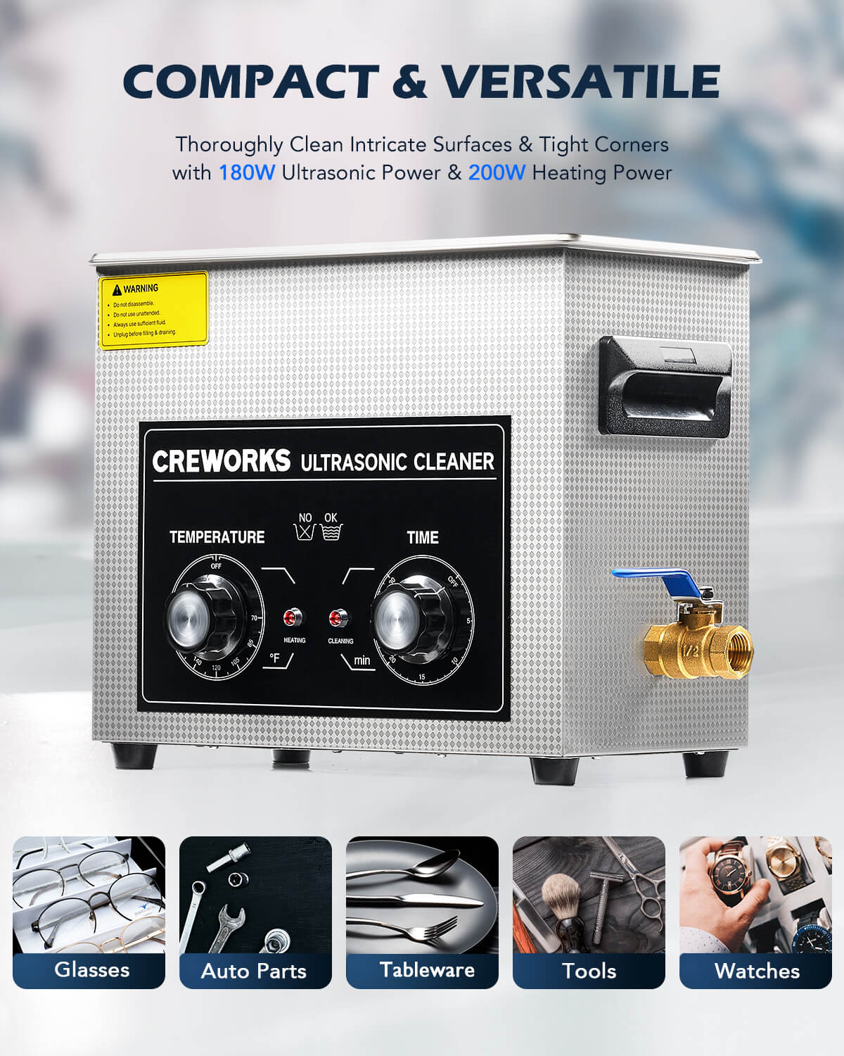 Knob Ultrasonic Cleaner with Digital Timer and Heater for Ultrasonic Cleaning 6L - Image 5
