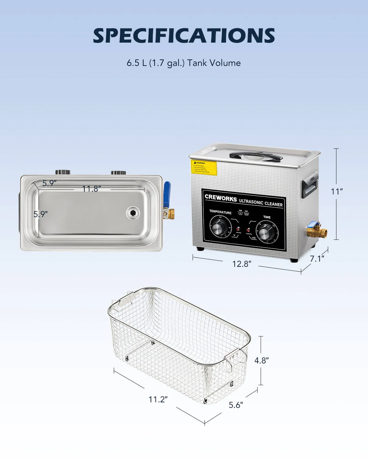 Knob Ultrasonic Cleaner with Digital Timer and Heater for Ultrasonic Cleaning 6L - Image 7