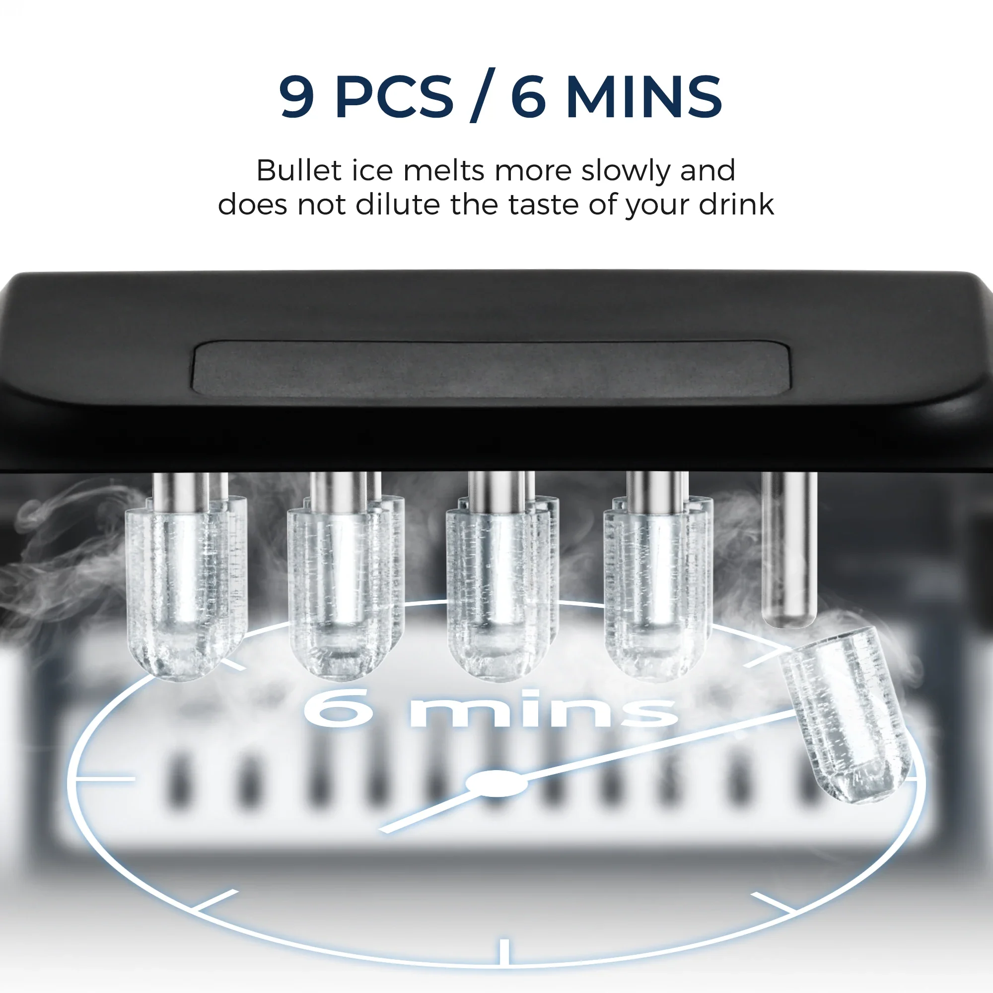 Portable Countertop Ice Maker, 26.5 lbs/Day, 9 Cubes in 6 Mins, with Auto-Cleaning, Basket & Scoop for Home, Office, and Parties - Image 3