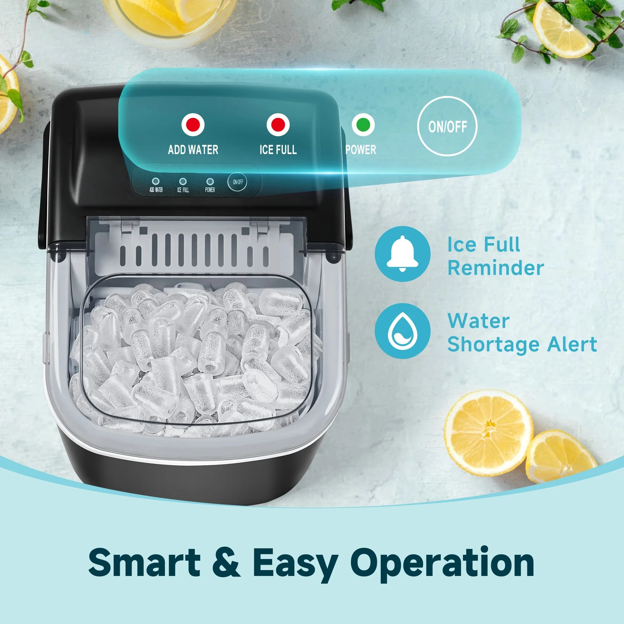 Portable Desktop Ice Maker with Self-Cleaning & Ice Scoop, Bullet Ice for Home/Kitchen/RV - Image 3