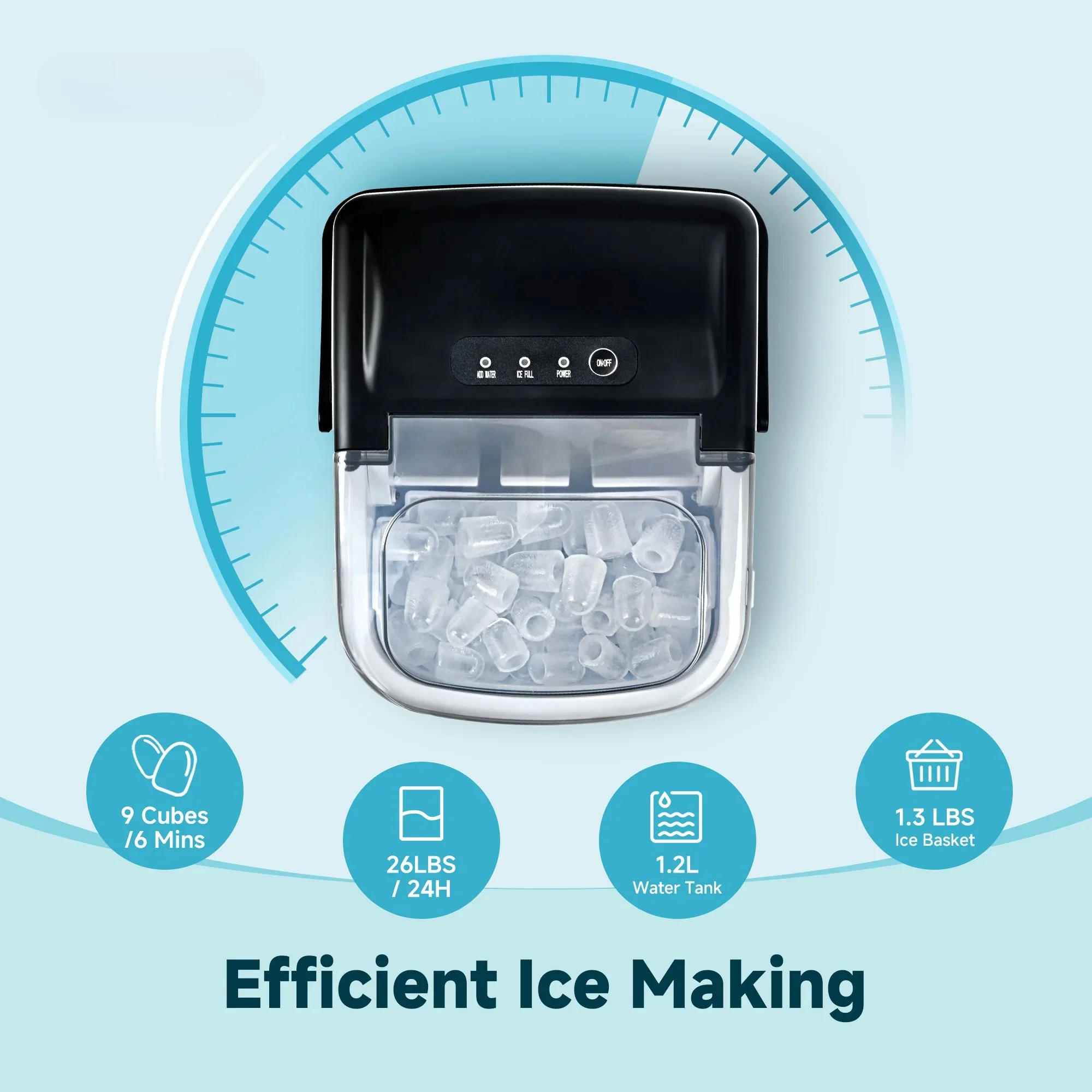 Portable Desktop Ice Maker with Self-Cleaning & Ice Scoop, Bullet Ice for Home/Kitchen/RV - Image 5