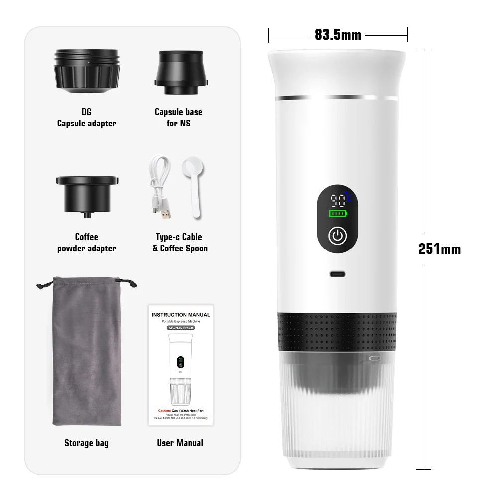 Portable Espresso Coffee Machine with Digital Display — 3-in-1 Capsule Coffee Maker for Car, Home & Camping - Image 8