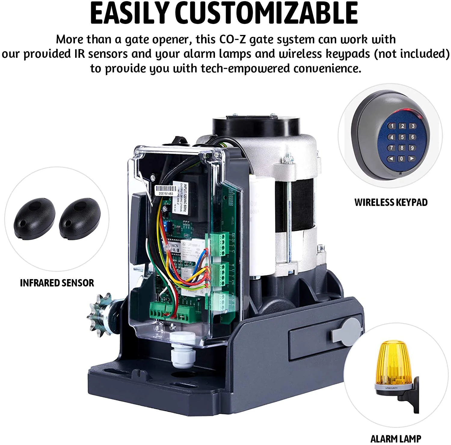 CO-Z Secure Access 3300lb Sliding Gate Opener with Hardware Kit - Image 5