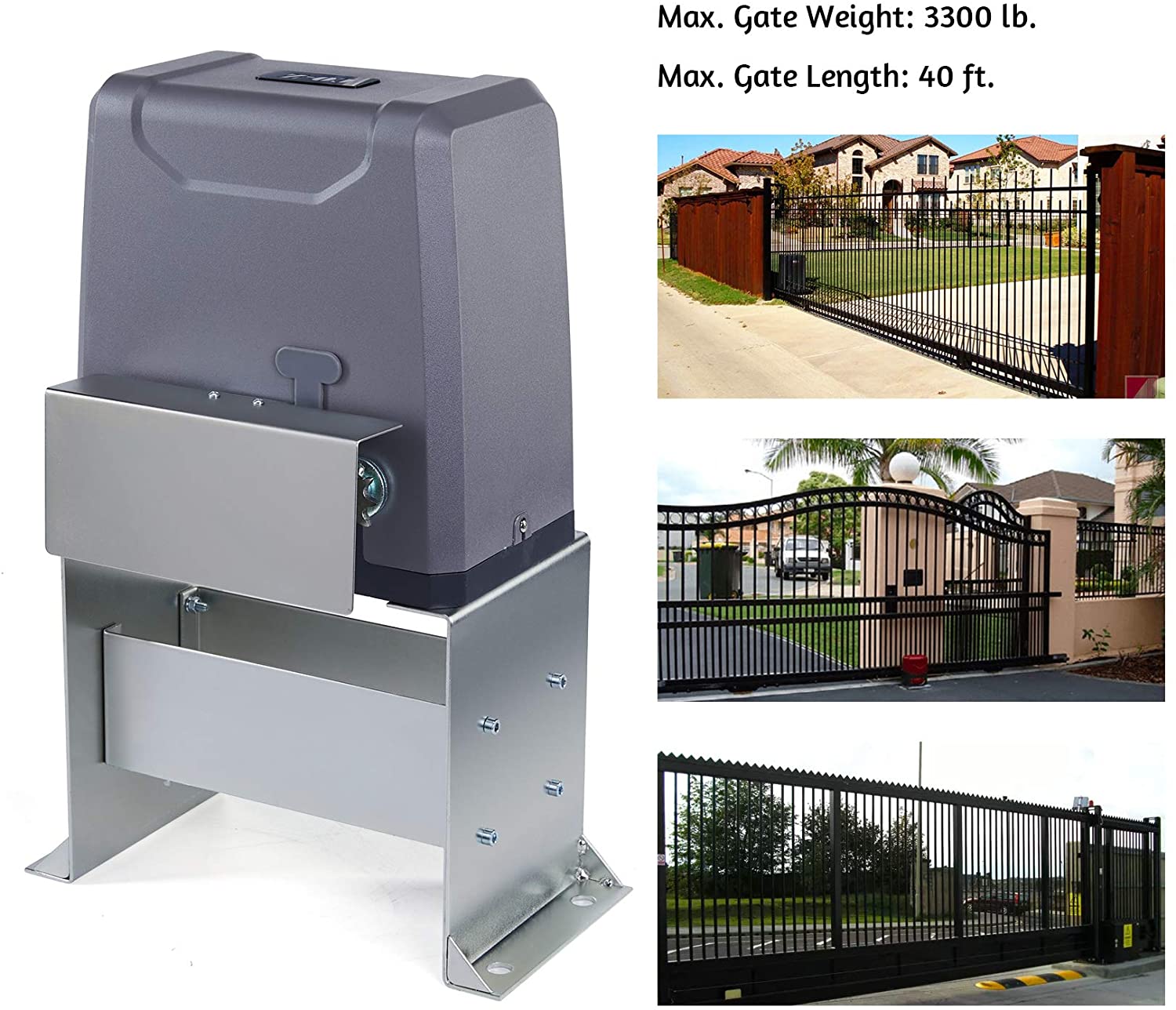 CO-Z Secure Access 3300lb Sliding Gate Opener with Hardware Kit - Image 6