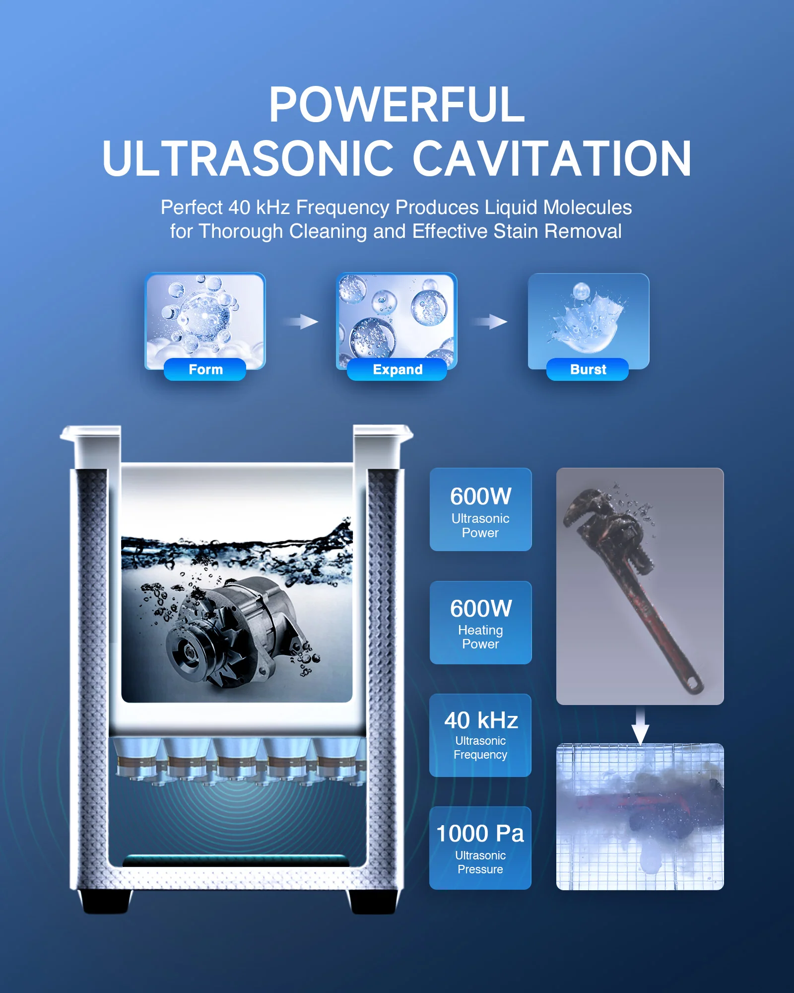 Ultrasonic Cleaner with Digital Timer and Heater for Ultrasonic Cleaning 30L - Image 3