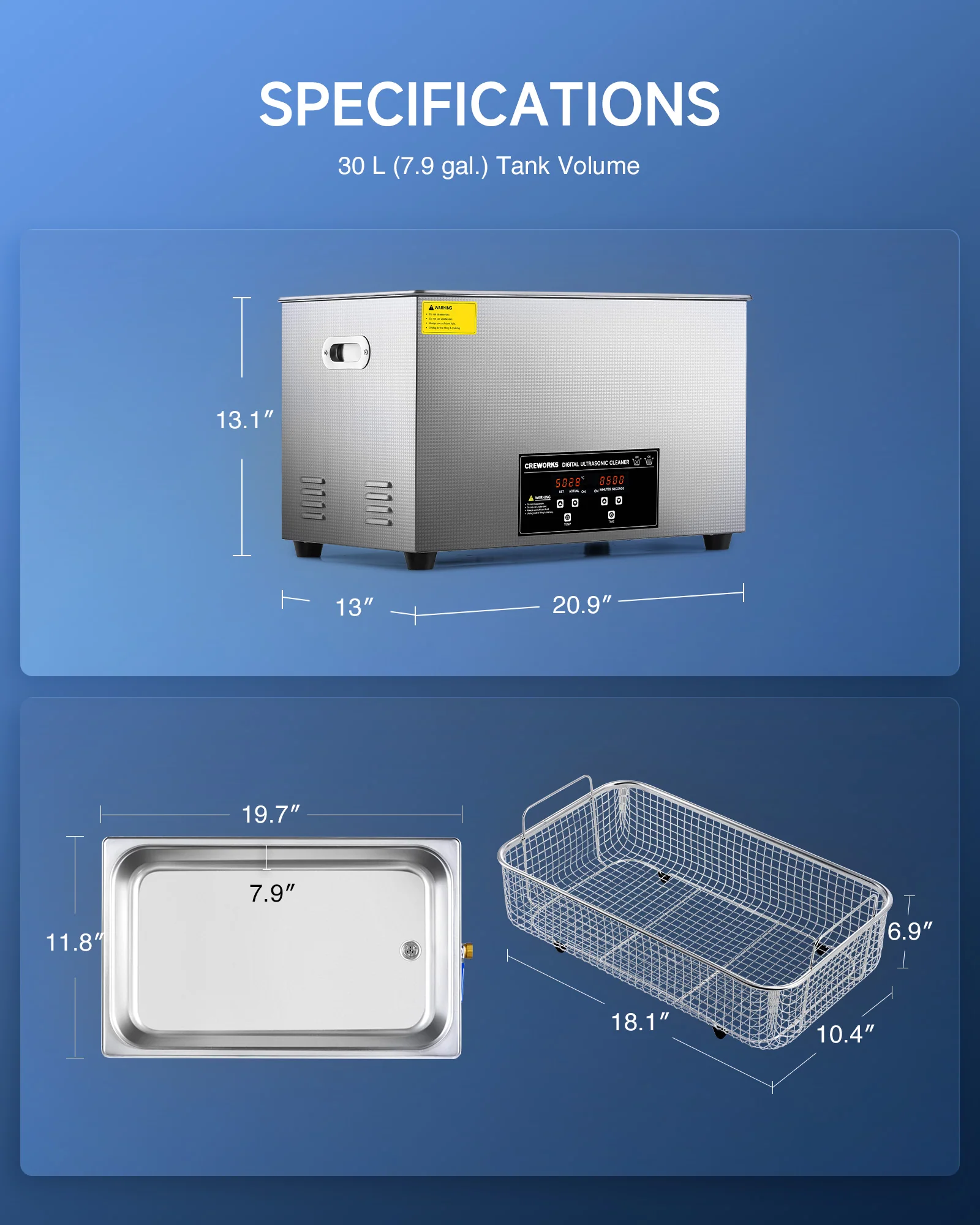 Ultrasonic Cleaner with Digital Timer and Heater for Ultrasonic Cleaning 30L - Image 7