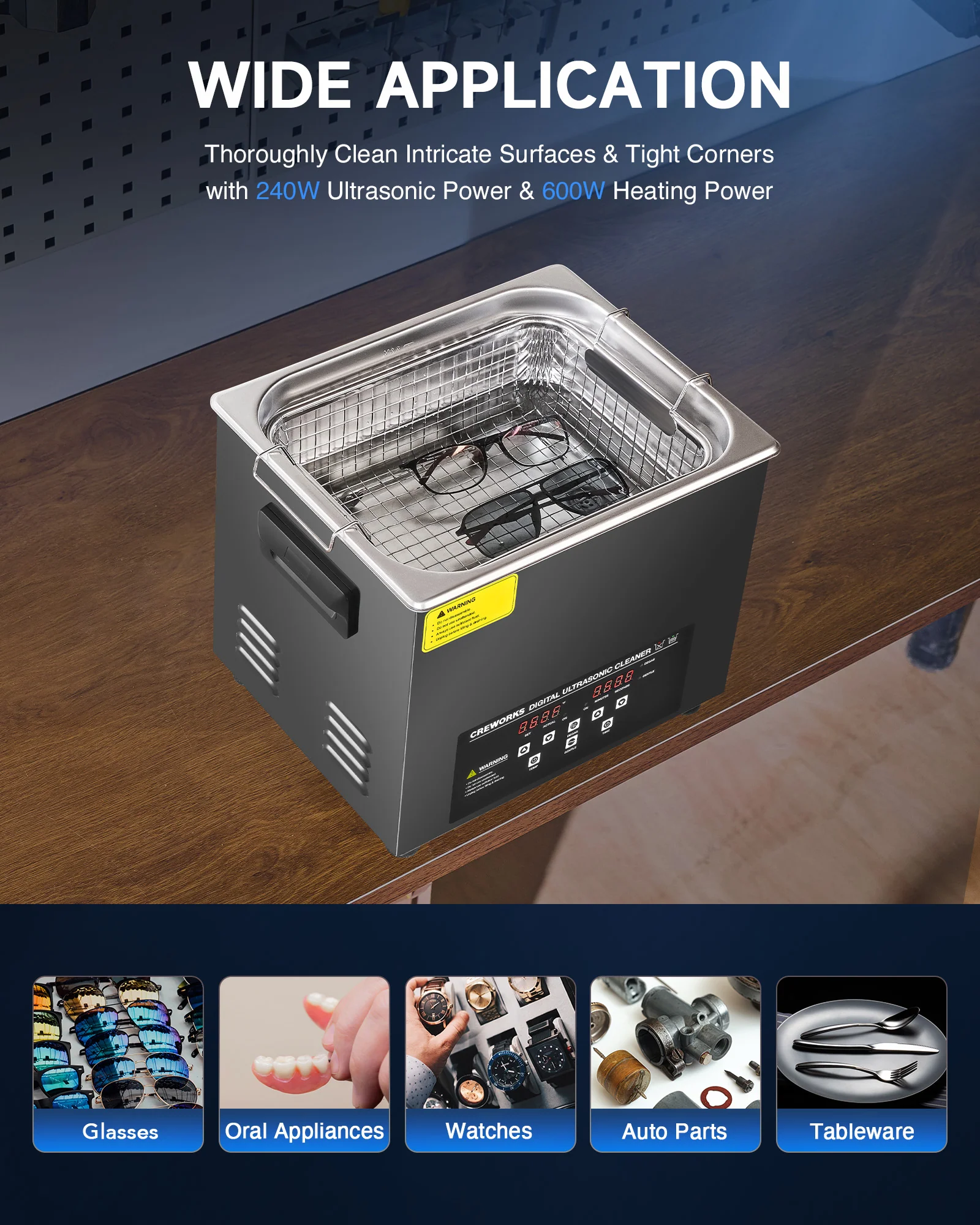 Ultrasonic Cleaning: Professional Ultrasonic Machine with Heater, Timer, and Dual Mode 10L - Image 5