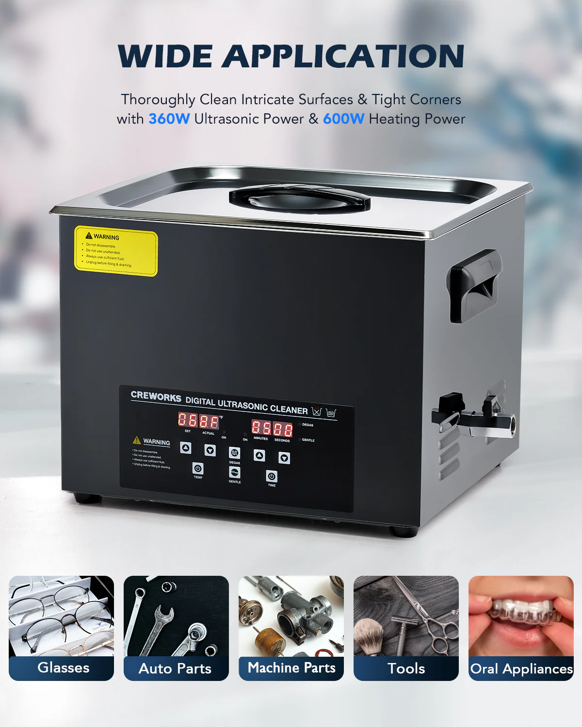 Ultrasonic Cleaning: Professional Ultrasonic Machine with Heater, Timer, and Dual Mode 15L - Image 5