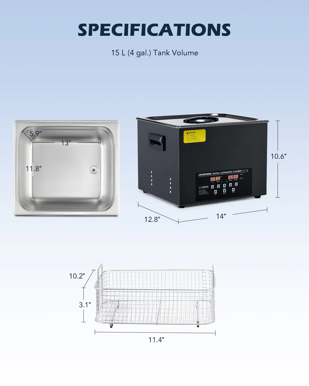 Ultrasonic Cleaning: Professional Ultrasonic Machine with Heater, Timer, and Dual Mode 15L - Image 7