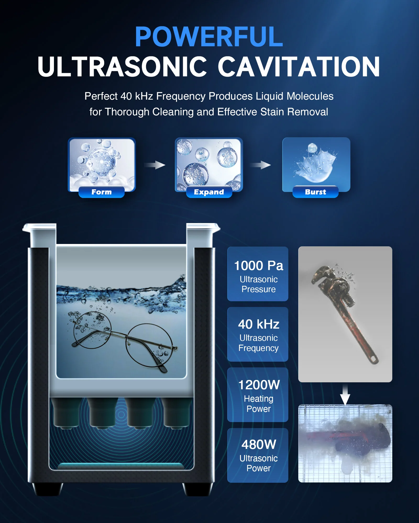 Ultrasonic Cleaning: Professional Ultrasonic Machine with Heater, Timer, and Dual Mode 22L - Image 3