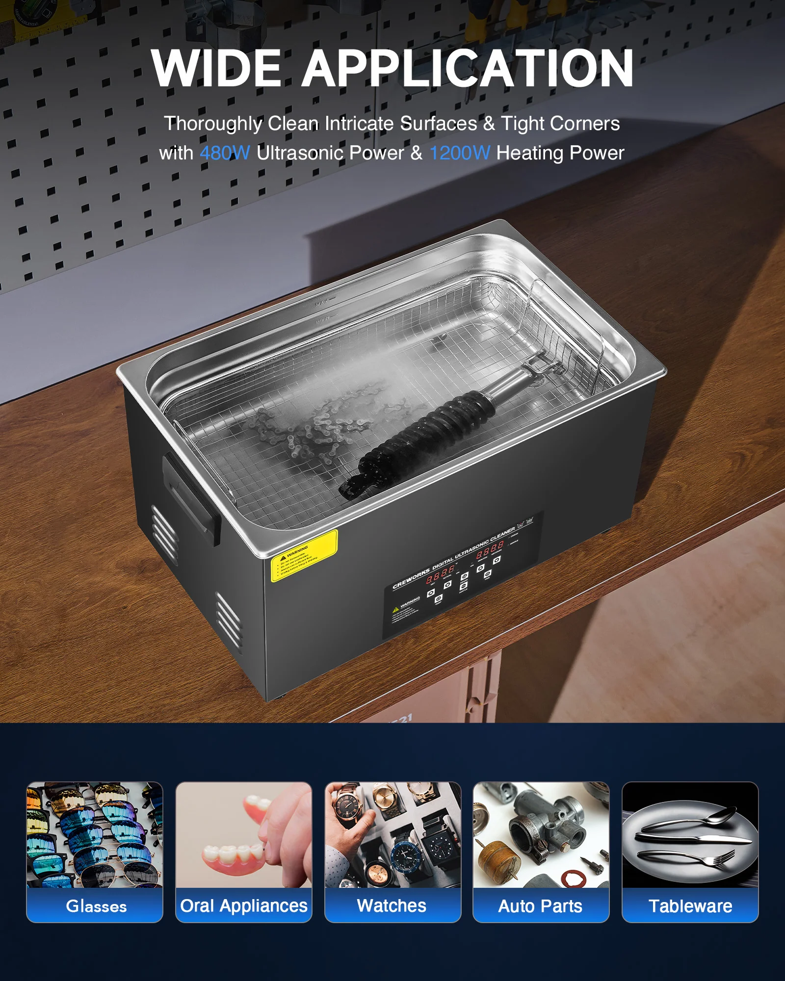 Ultrasonic Cleaning: Professional Ultrasonic Machine with Heater, Timer, and Dual Mode 22L - Image 5