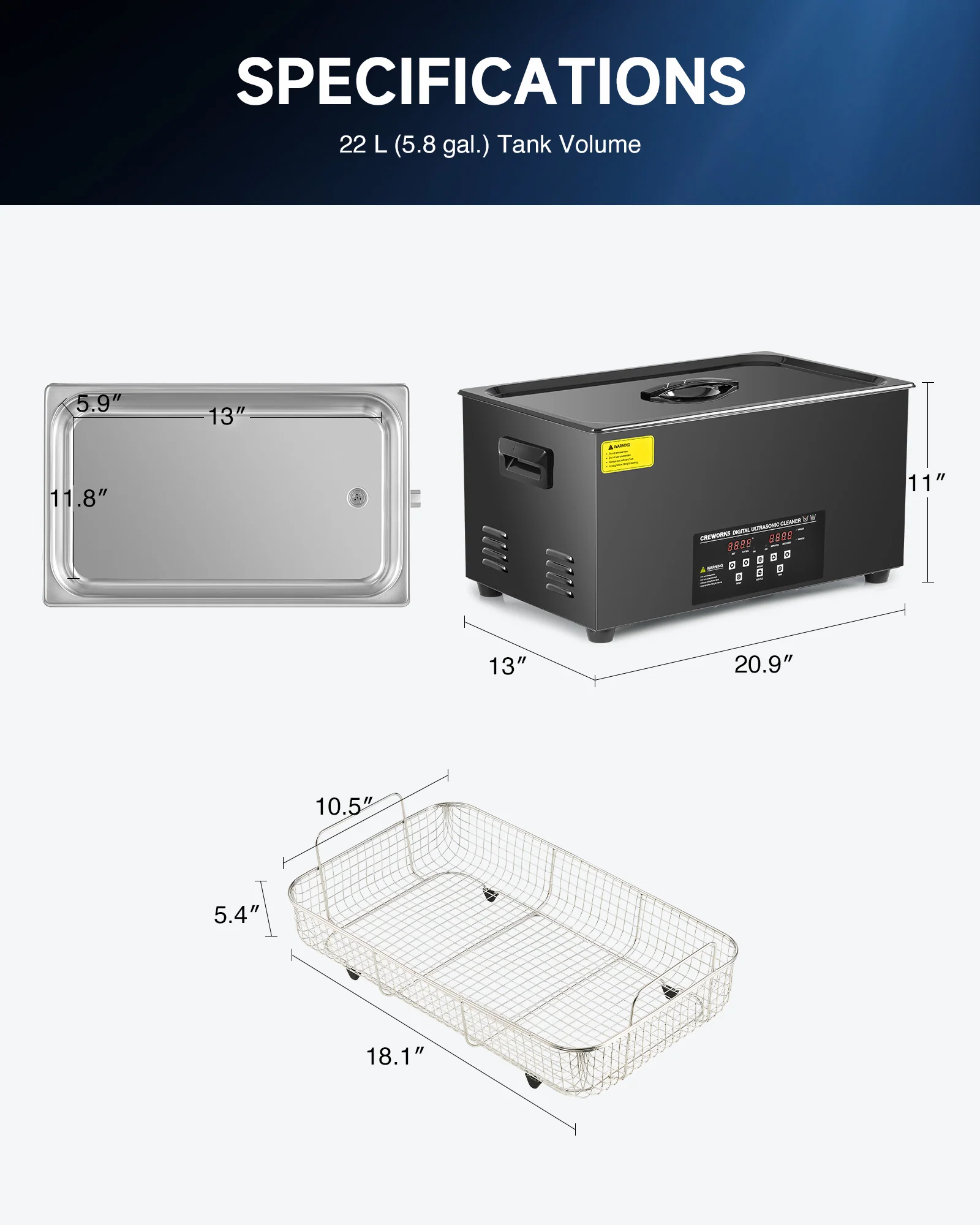 Ultrasonic Cleaning: Professional Ultrasonic Machine with Heater, Timer, and Dual Mode 22L - Image 8