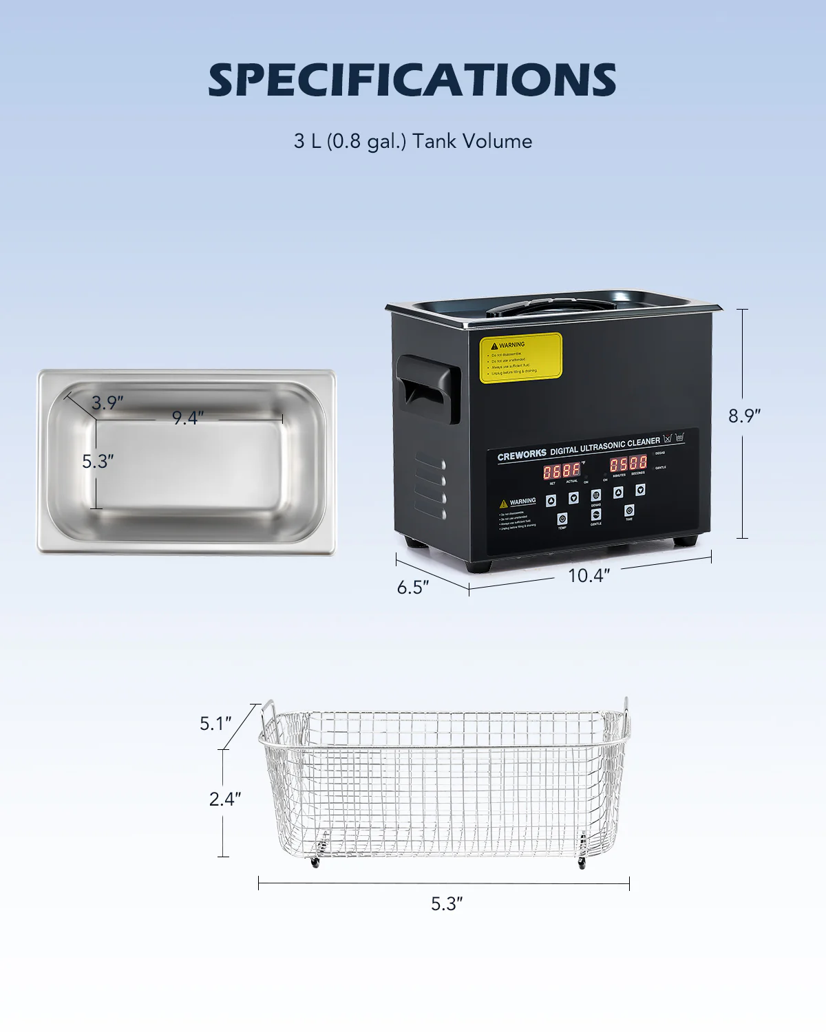Ultrasonic Cleaning: Professional Ultrasonic Machine with Heater, Timer, and Dual Mode 3L - Image 6