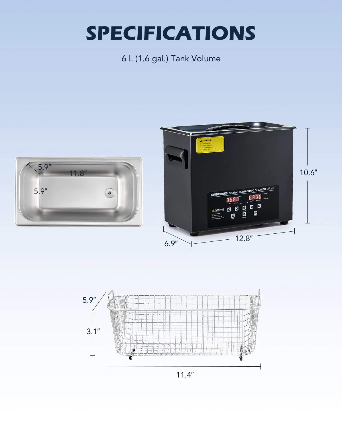 Ultrasonic Cleaning: Professional Ultrasonic Machine with Heater, Timer, and Dual Mode 6L - Image 7