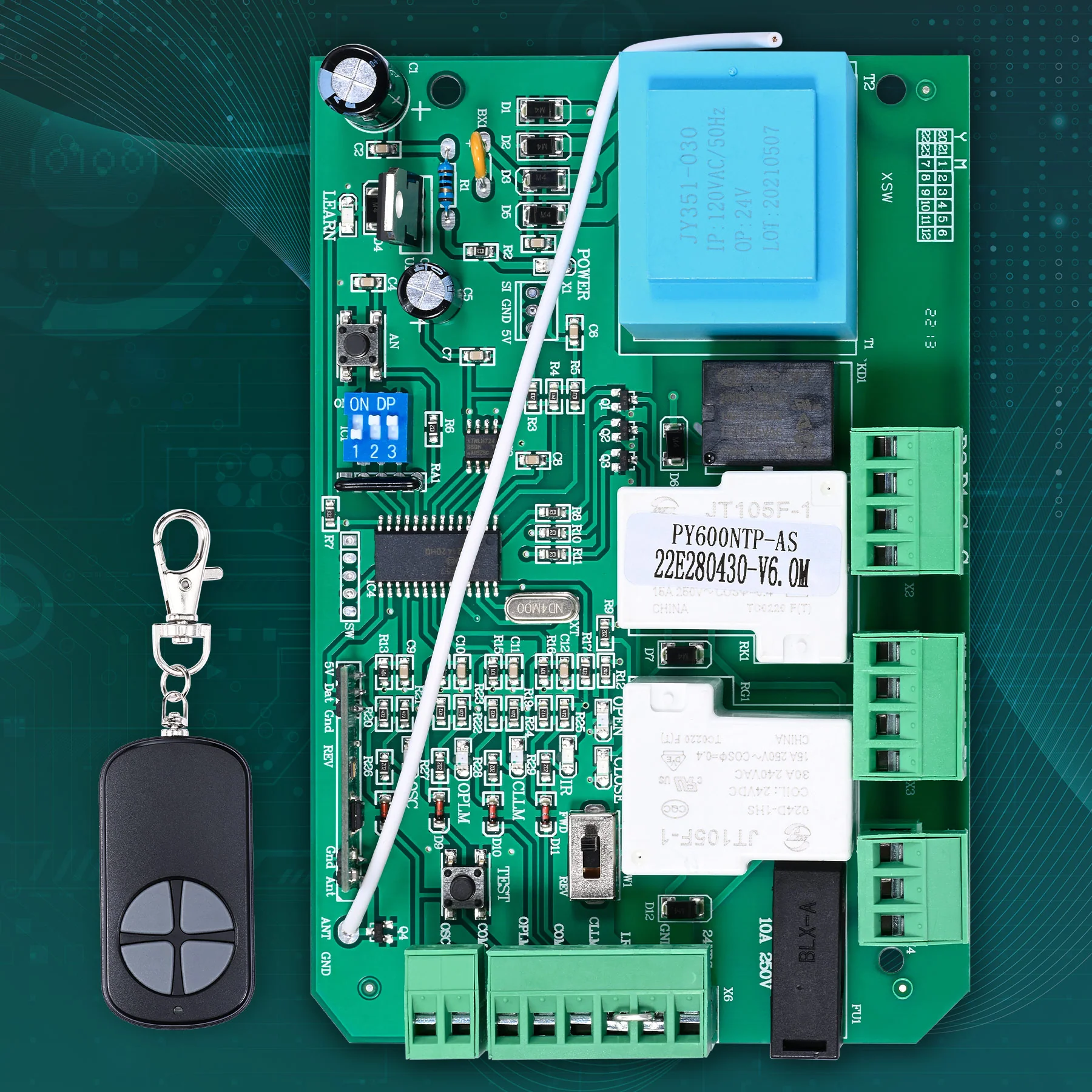 CO-Z Universal Circuit Board for Sliding Gate Openers, Main Control Board with 433.92MHz Remote - Image 5