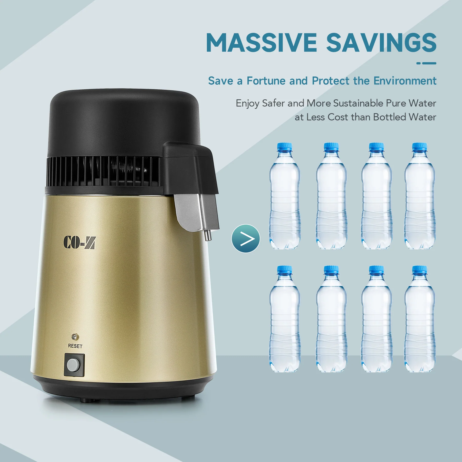 CO-Z Water Distiller, Gold Stainless Steel Countertop Machine - Image 4