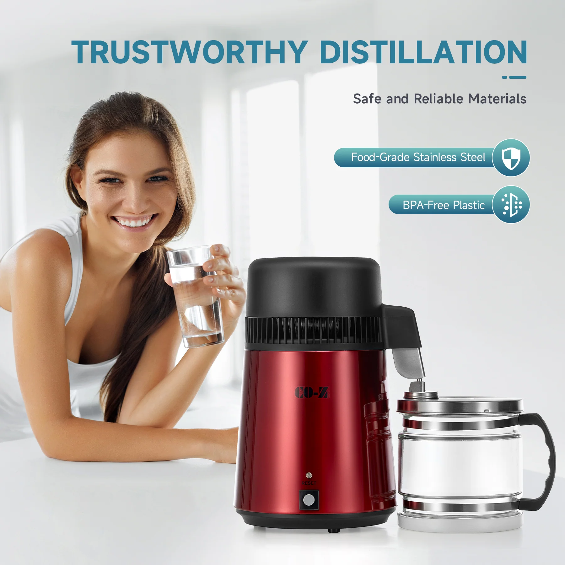 CO-Z 4L Stainless Steel Water Distiller, Pure Water Machine - Image 3