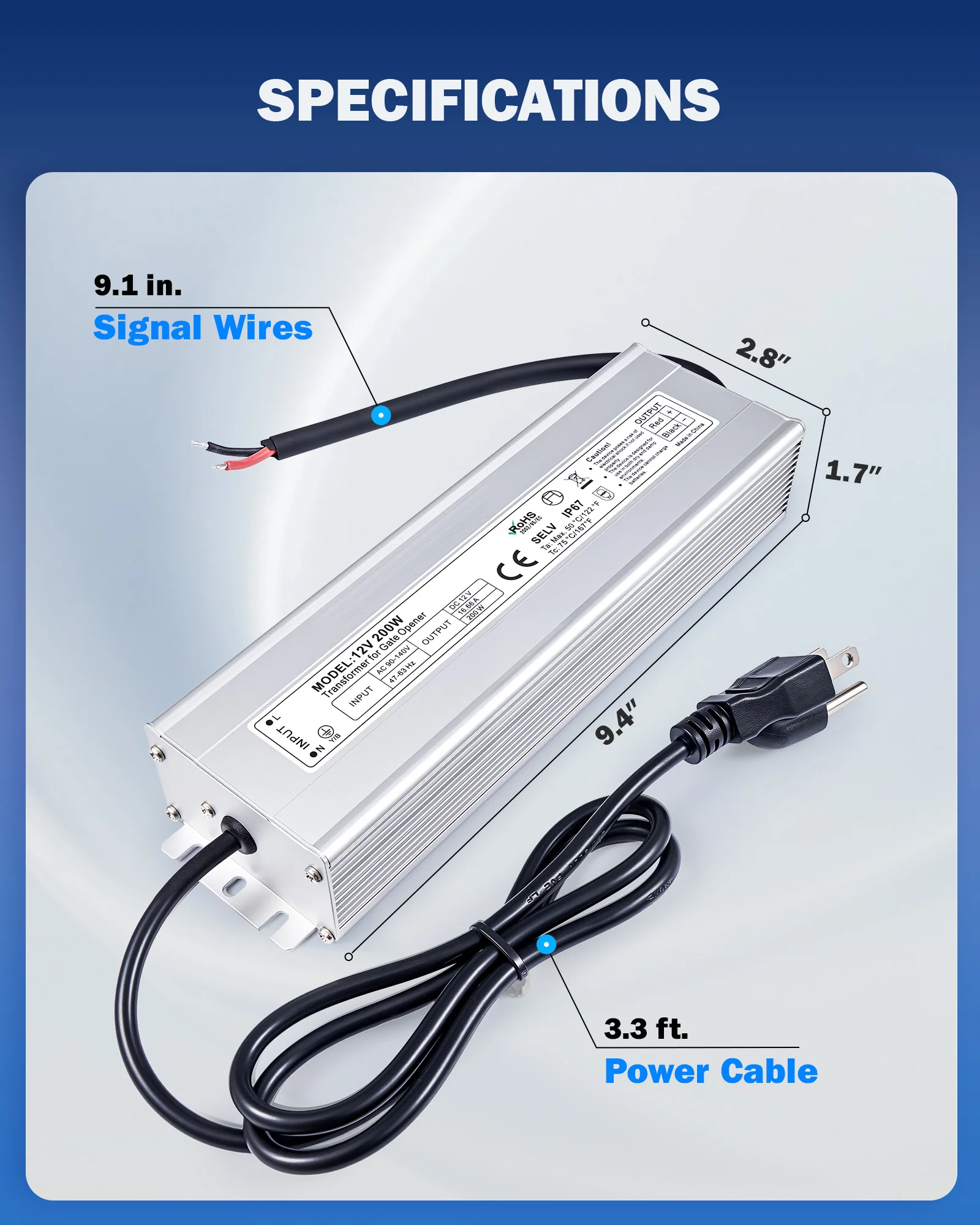 ZUMI 12V Waterproof Power Transformer – AC to DC Converter for Swing Gate Openers - Image 4