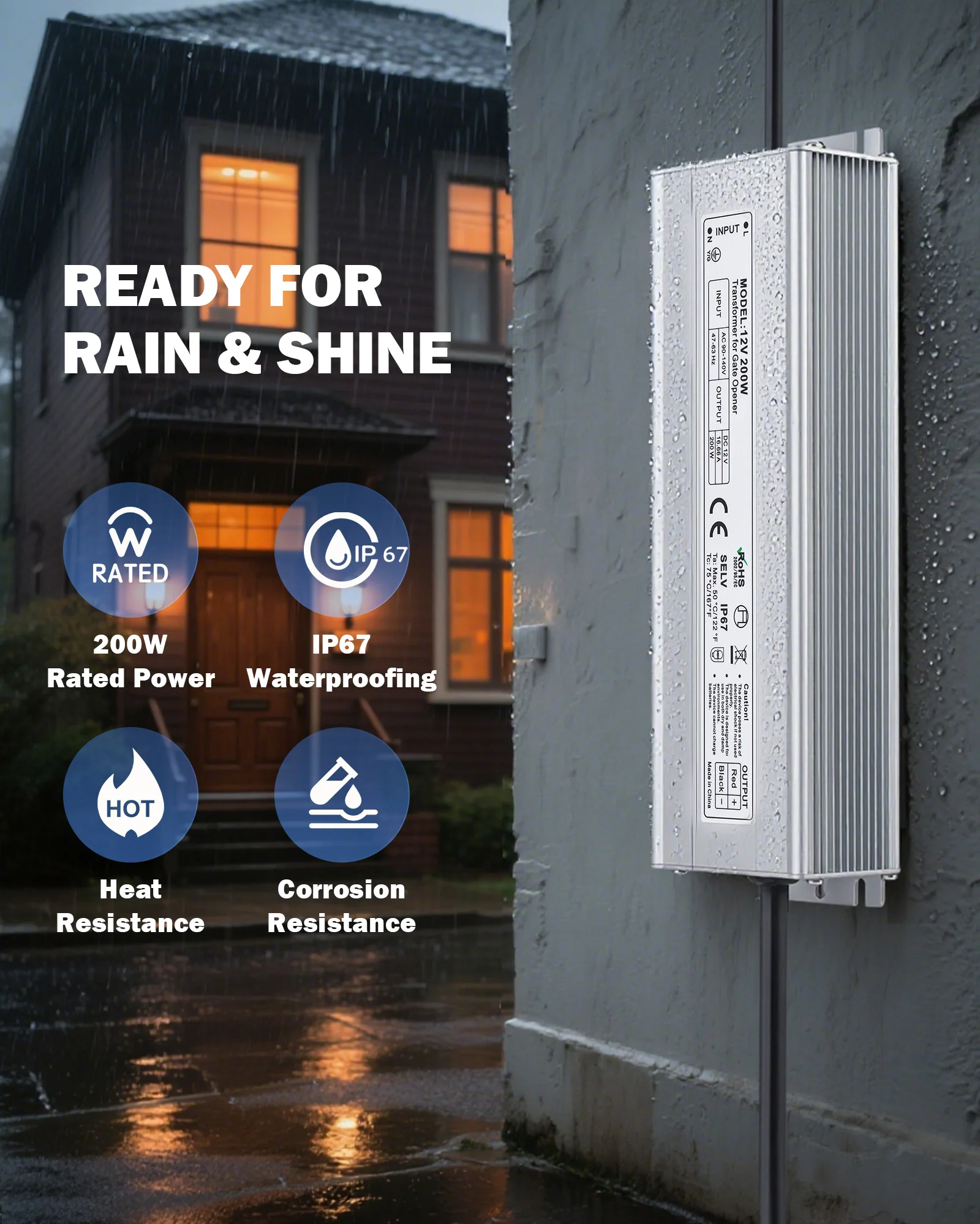 ZUMI 12V Waterproof Power Transformer – AC to DC Converter for Swing Gate Openers - Image 5