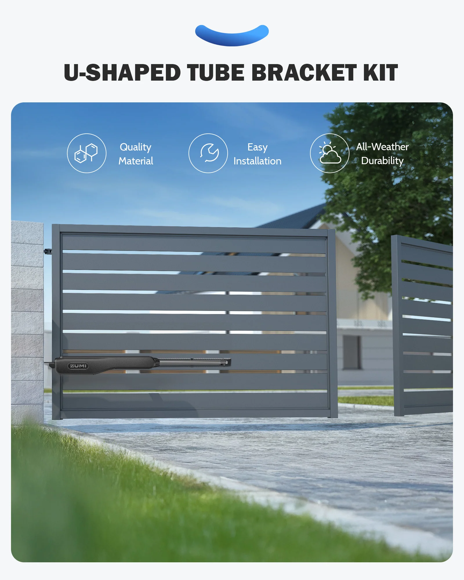 Zumi U-Shaped Tube Bracket Kit — Universal Fit for Automatic Gate Openers - Image 5