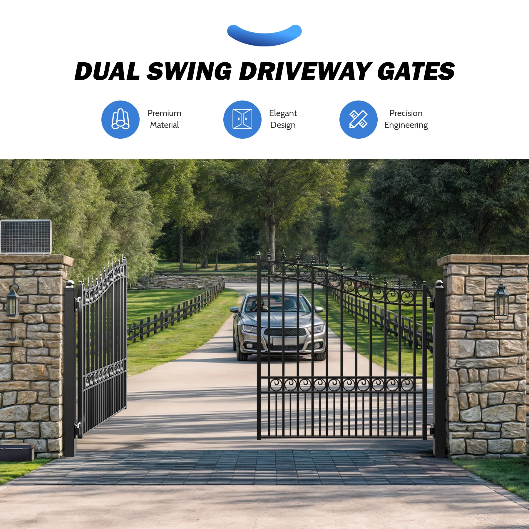 ZUMI Broadway Style Dual Swing Driveway Gates - Image 10