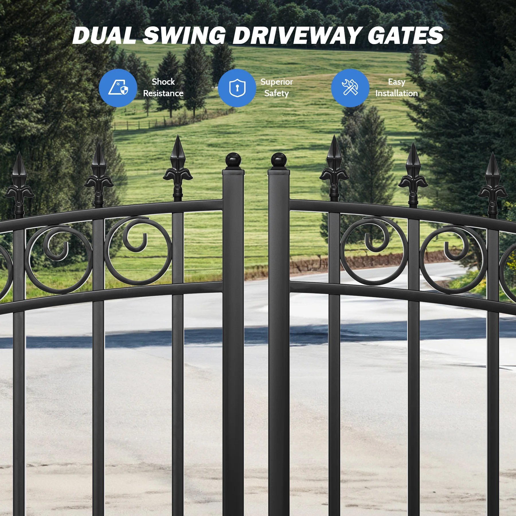 ZUMI Broadway Style Dual Swing Driveway Gates - Image 12