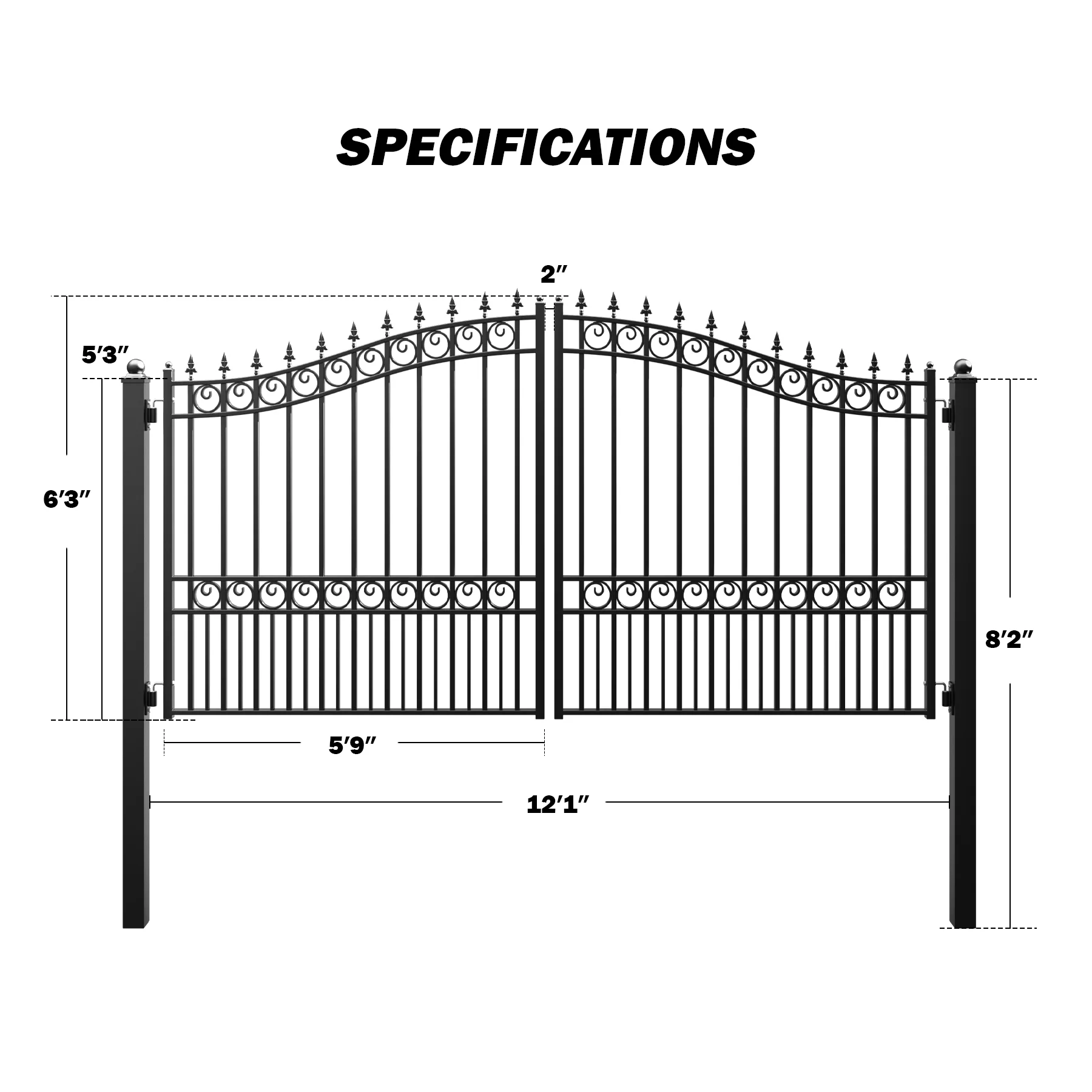 ZUMI Broadway Style Dual Swing Driveway Gates - Image 14