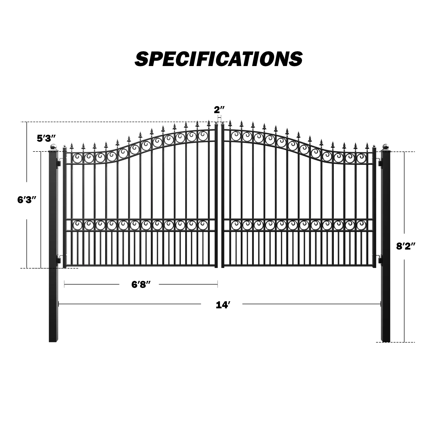 ZUMI Broadway Style Dual Swing Driveway Gates - Image 15