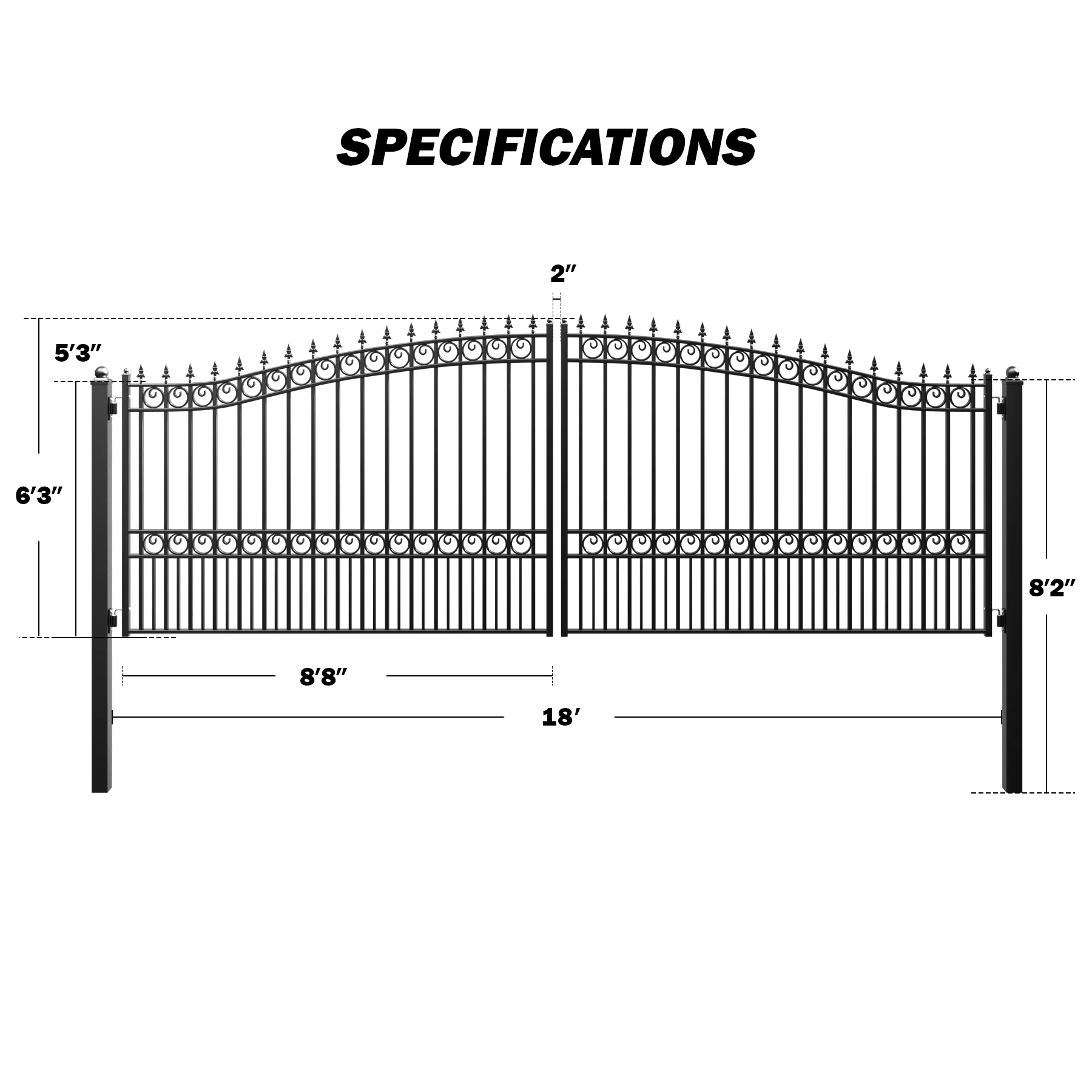 ZUMI Broadway Style Dual Swing Driveway Gates - Image 17