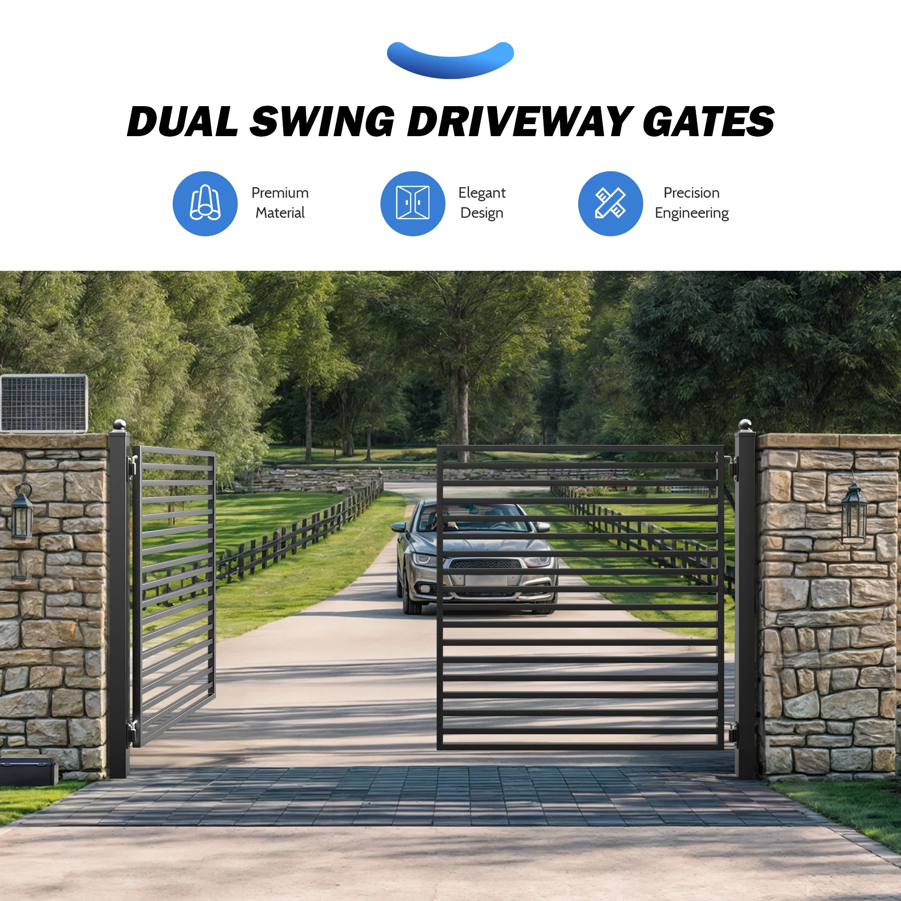 ZUMI Brooklyn Style Dual Swing Driveway Gates - Image 8