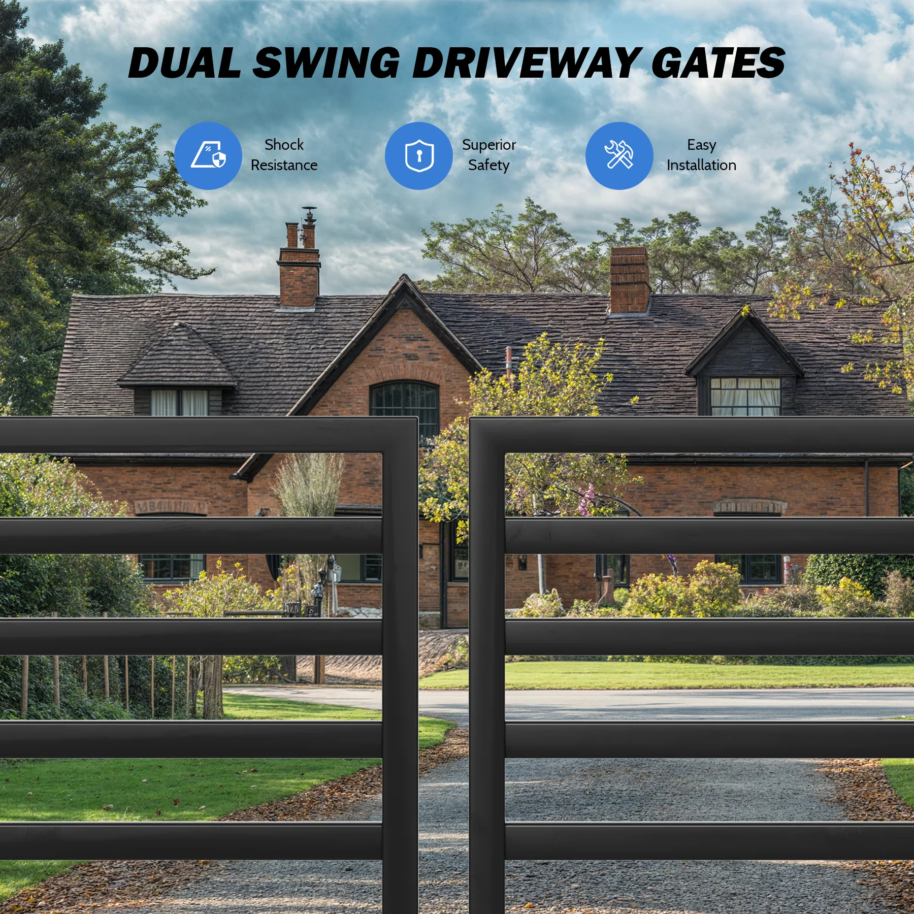 ZUMI Brooklyn Style Dual Swing Driveway Gates - Image 9