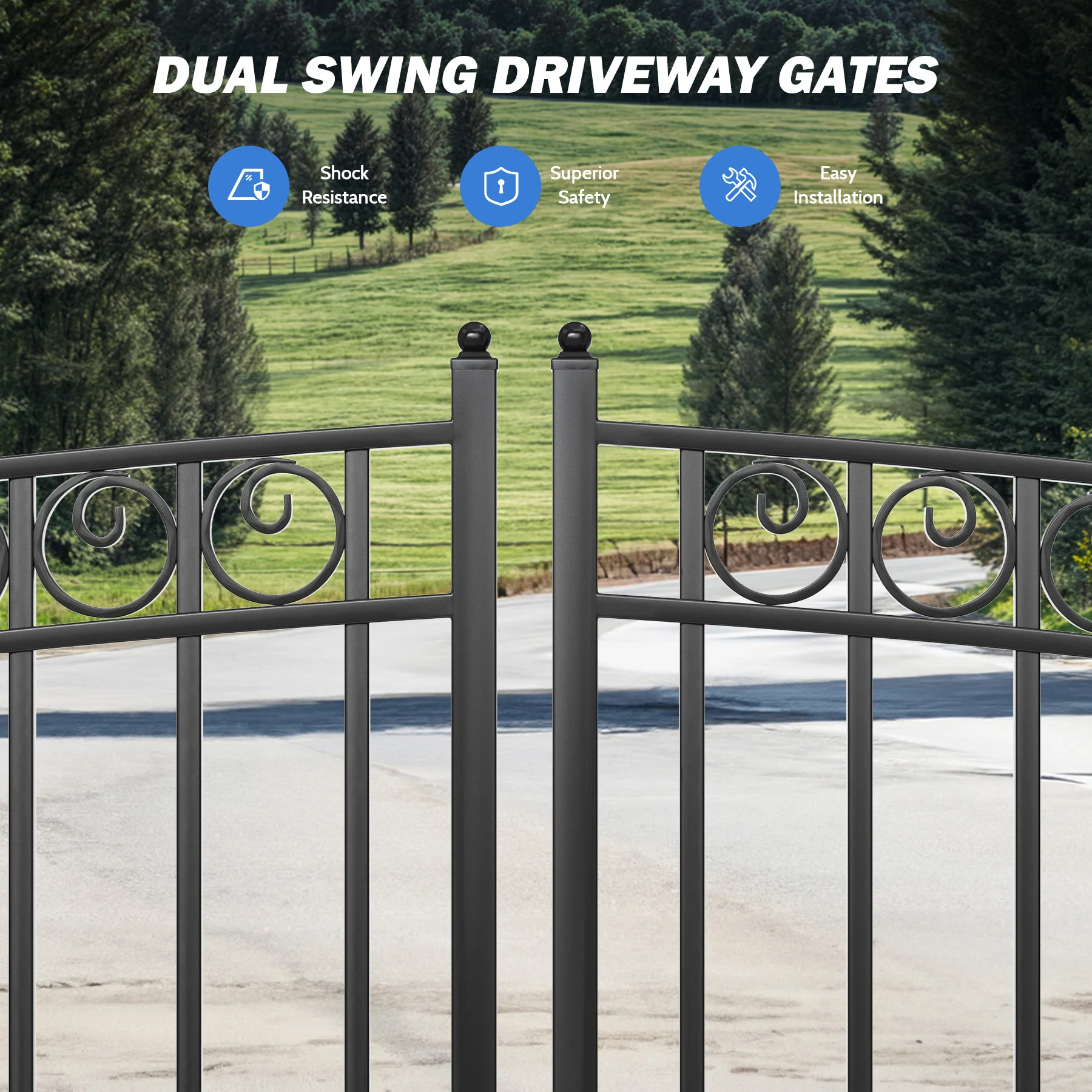 ZUMI Opera Style Dual Swing Driveway Gates - Image 12