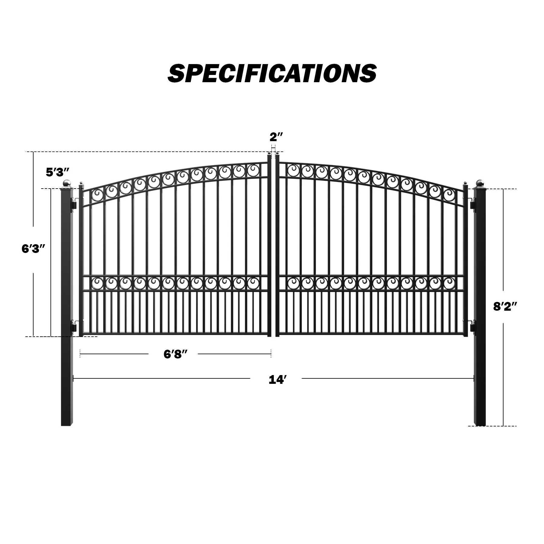 ZUMI Opera Style Dual Swing Driveway Gates - Image 15