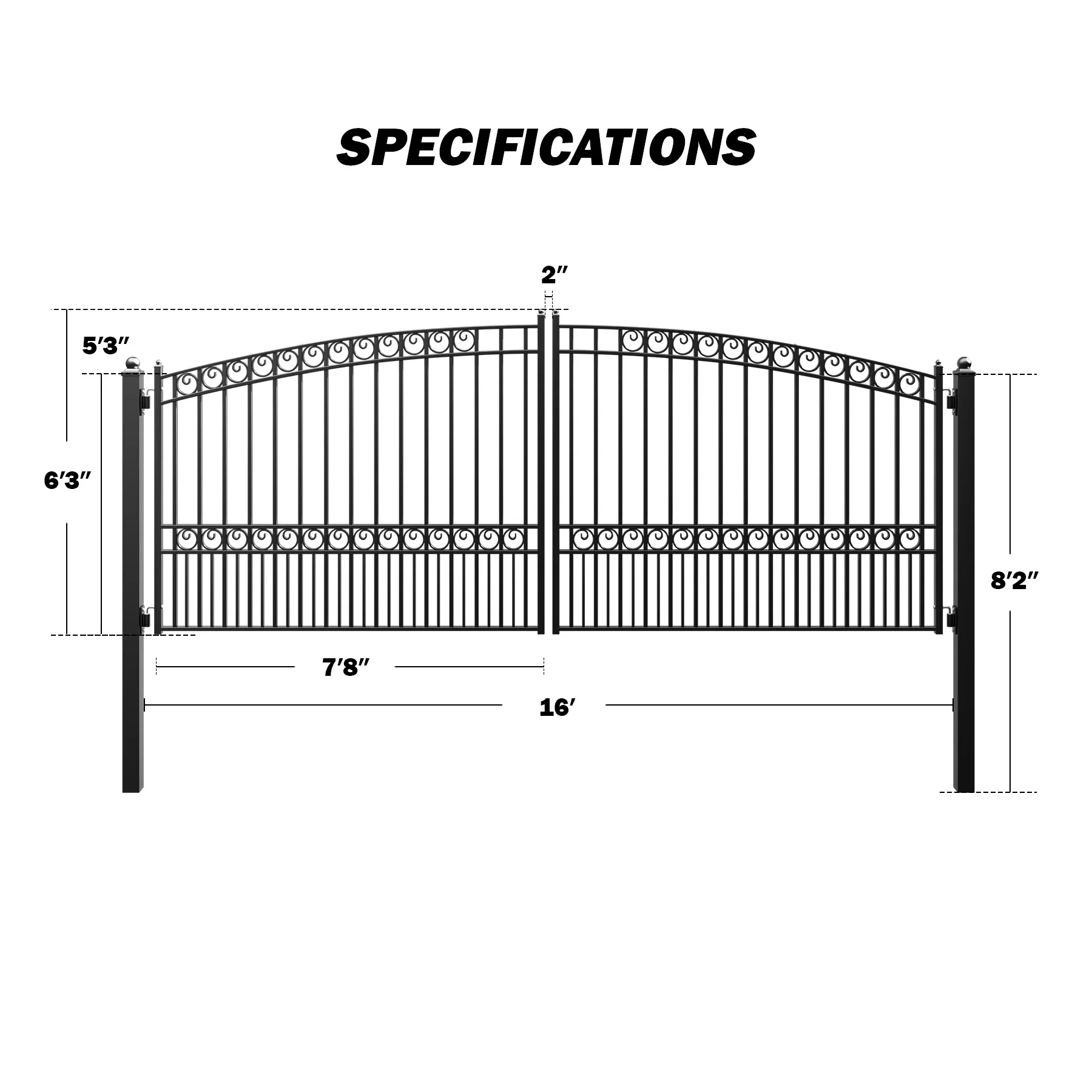 ZUMI Opera Style Dual Swing Driveway Gates - Image 16