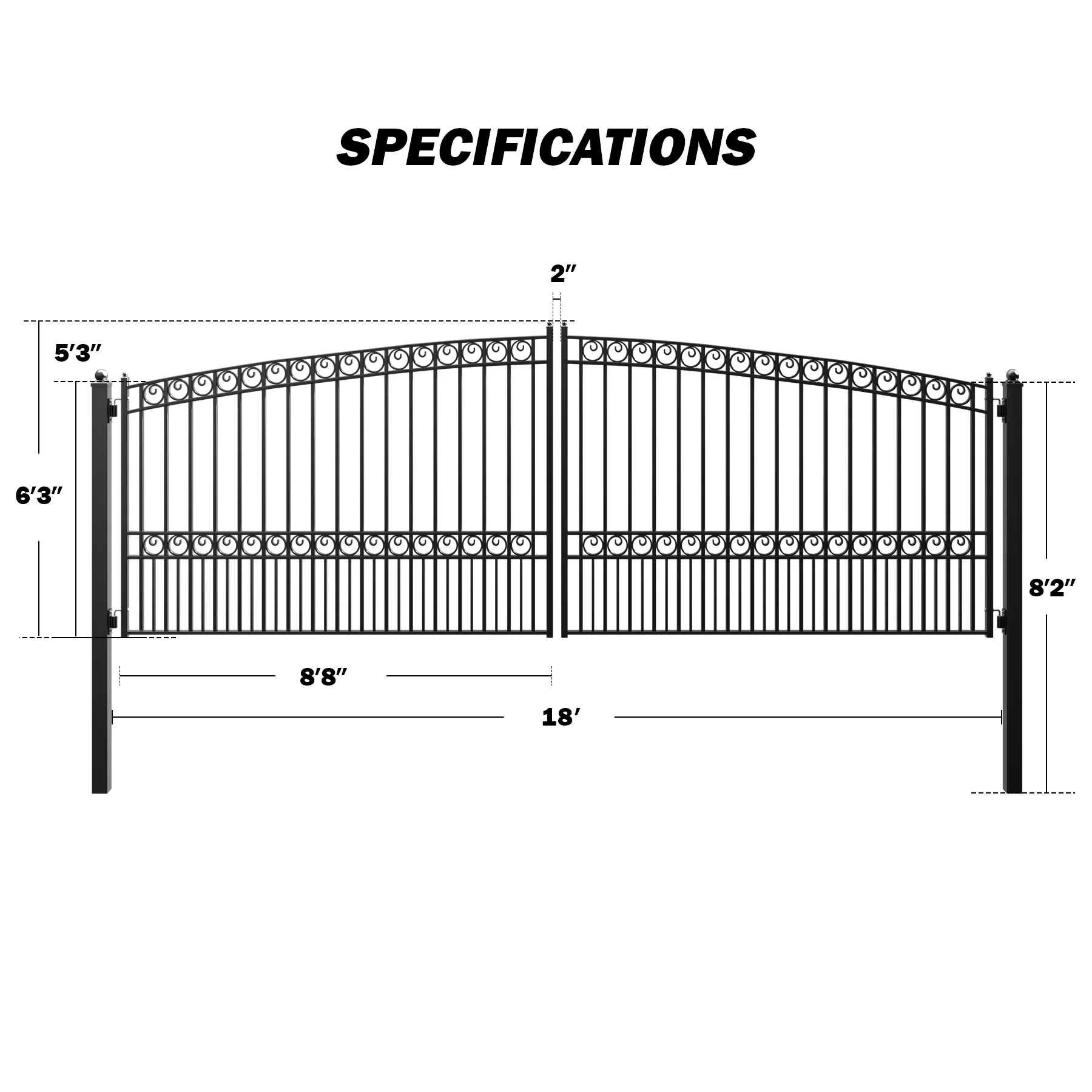 ZUMI Opera Style Dual Swing Driveway Gates - Image 17