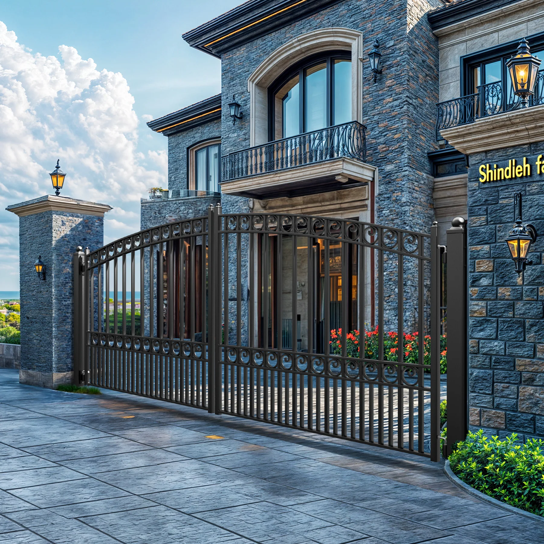 ZUMI Opera Style Dual Swing Driveway Gates - Image 7